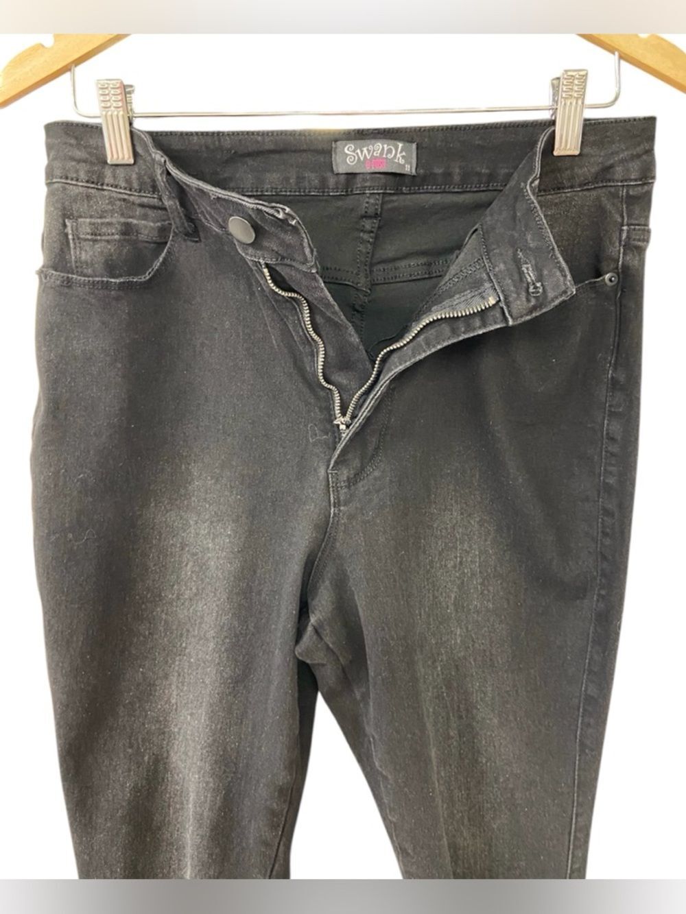 Swank A Posh Black Distressed Skinny Jeans Size Juniors 11 - Picture 6 of 9